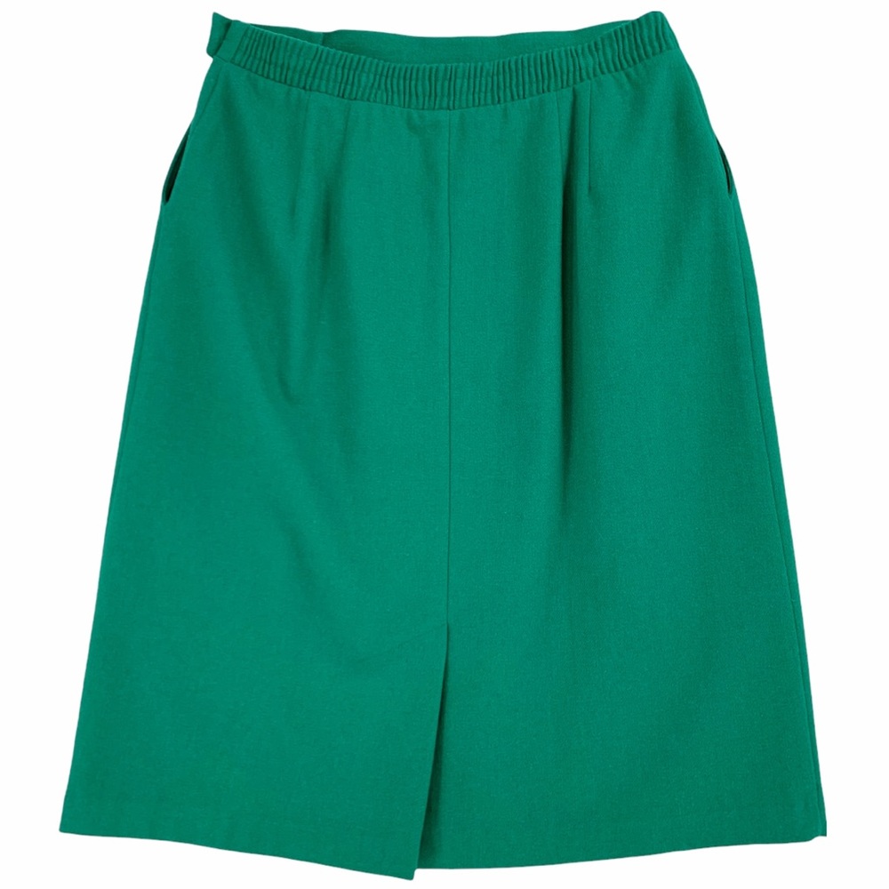 Vintage Kelly Green Wool Blend Pencil Skirt with Pockets made by TanJay Petites. - Picture 7 of 15